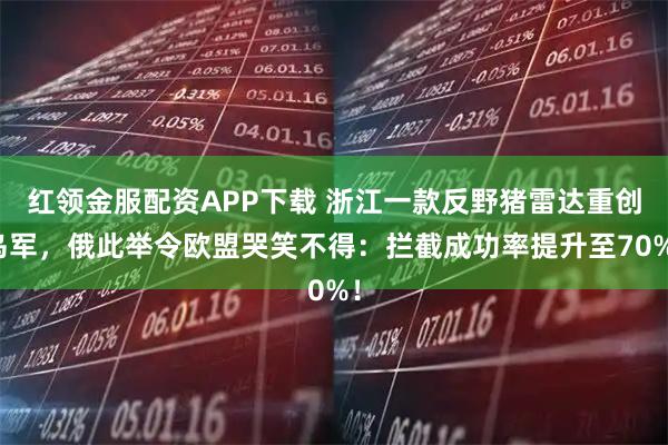 红领金服配资APP下载 浙江一款反野猪雷达重创乌军，俄此举令欧盟哭笑不得：拦截成功率提升至70%！