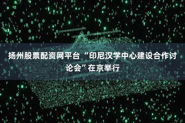 扬州股票配资网平台 “印尼汉学中心建设合作讨论会”在京举行